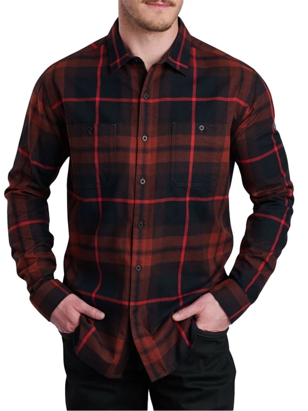 KUHL Fugitive Flannel Shirt In Bloodstone Red Plaid Men’s Size XL